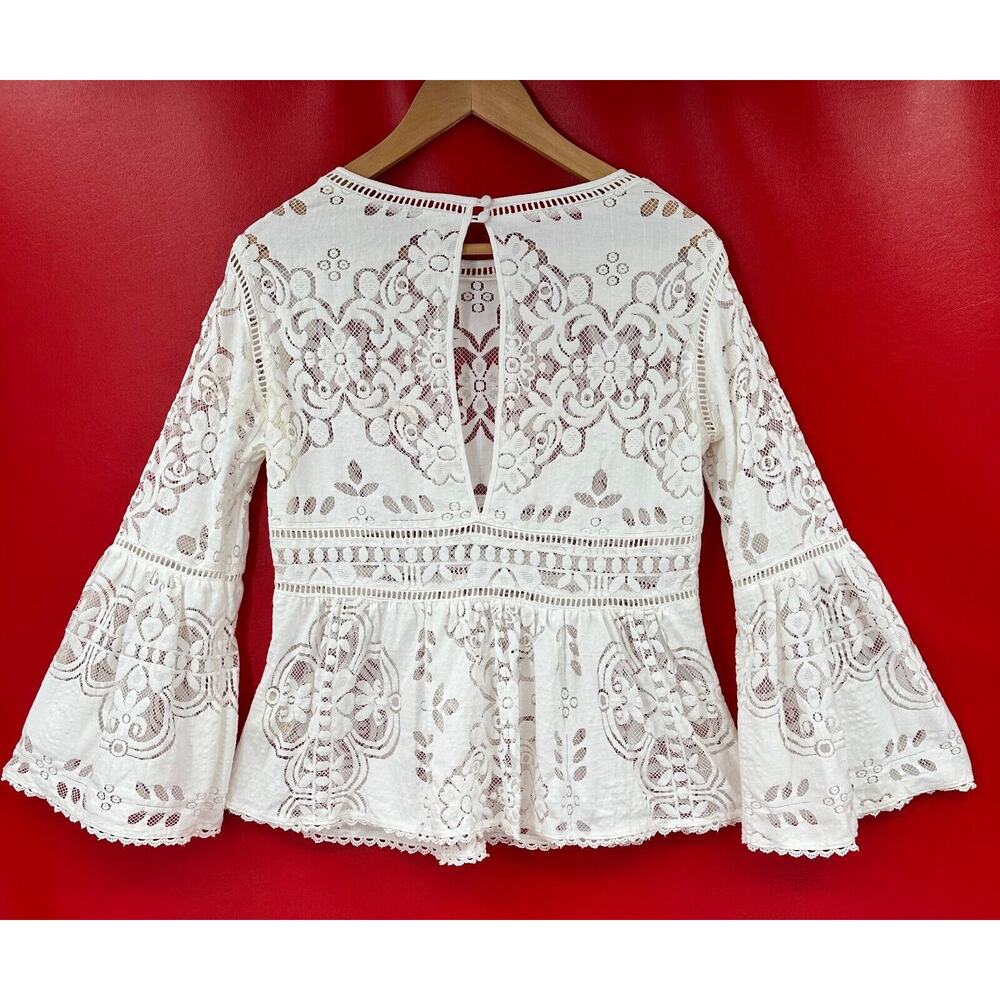 Spell & The Gypsy Collective Designs White Lace Clover Top Blouse Size Small - Picture 9 of 16